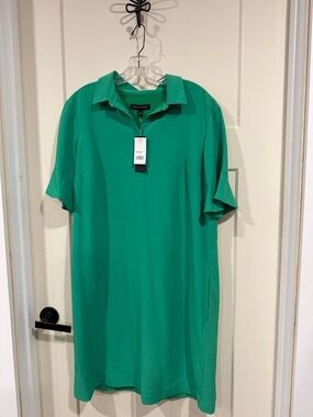 Banana Republic Bright Green Short-Sleeve Polo Shift Dress